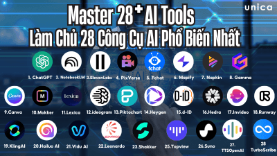 Master 28+ AI Tools - Làm Chủ 28 Công Cụ AI Phổ Biến Nhất - Đội ngũ Unica
