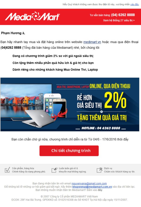 email marketing mẫu 